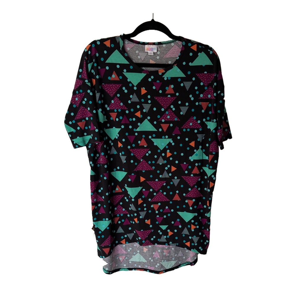 LuLaRoe Irma Black with Purple and Teal Accents Size XS